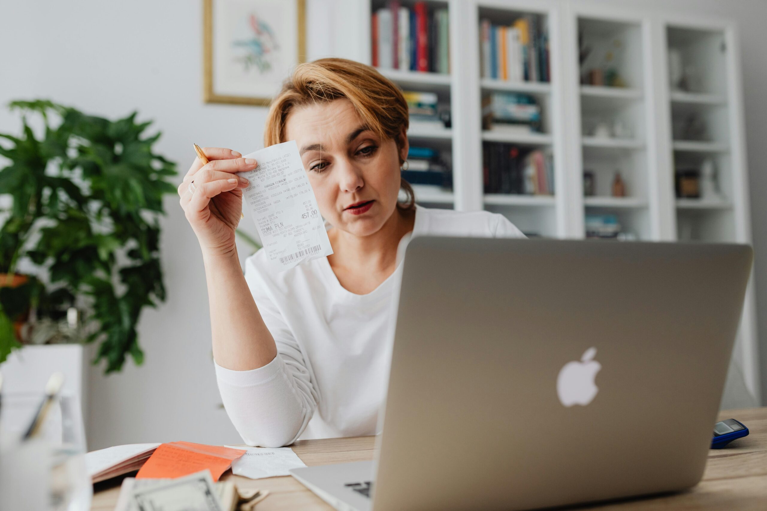 Woman suffering financial stress